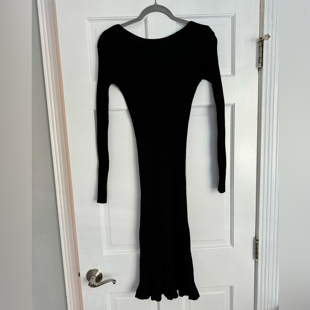 Black Ruffled Bodycon Maxi/Midi Dress
